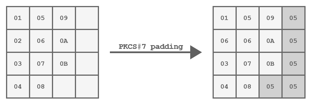 PKCS#7 padding of a 11 bytes block